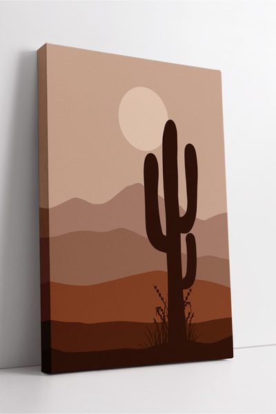 KOSS Dijital Tablou de pânză minimalist boho cu vedere la cactus și la deșert...