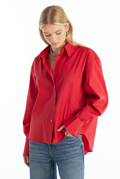 Ted Baker KIRMIZI KUTU FORM POPLİN GÖMLEK