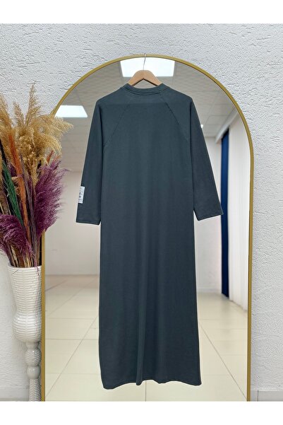 MİHRA STORE Φόρεμα Αλέσια Ρέγκλαν με λογότυπο στο μανίκι-NA2368 Ανθρακί