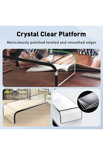 Generic Premium Acrylic Monitor Stand by BBPA - Custom Size Monitor Riser, Desk Stand for Keyboard Storage