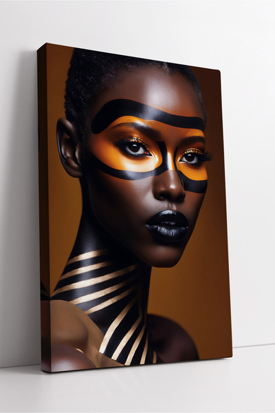 KOSS Dijital Portret de femeie africană cu mască de bronz, artă etnică modernă, pictură decorativă de lux pe pânză