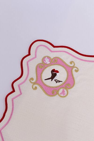 YXL HOME American Service 2-Piece Linen Love Birds Matching Rectangular Luxury Dining Table Set