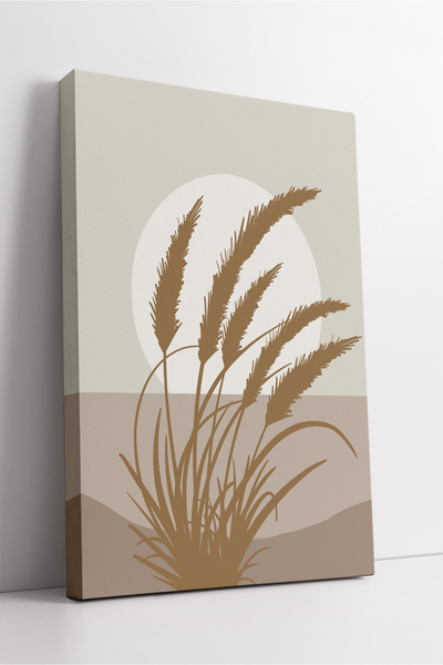 KOSS Dijital Платно с мотив на залез в бежови тонове и трева – минималистична...