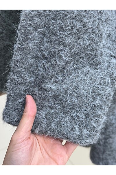 MİHRA STORE Aledra Hooded Double Pocket Zippered Cashmere Jacket-Zn4855 Anthracite