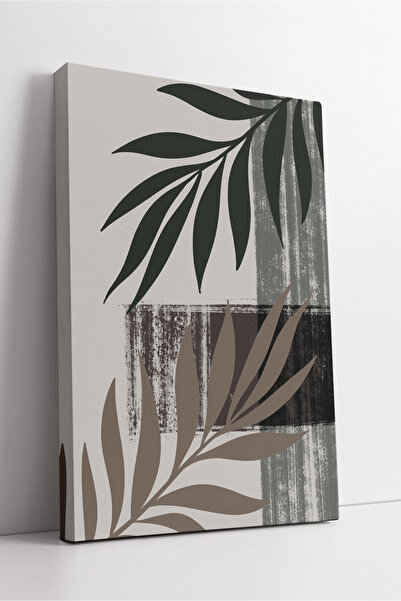 KOSS Dijital Tablou abstract pe pânză cu model de frunze în tonuri de verde ș...