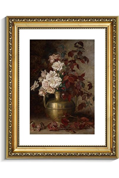 Generic VIYYIEA Vintage Gold Framed Wall Art - Floral Bouquet Canvas Print, 28 x 35.5 cm