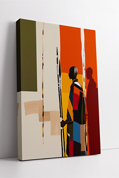 KOSS Dijital Figura războinicului african, opera de artă geometrică abstractă, colorată, în stil modern, decor pictură pe pânză