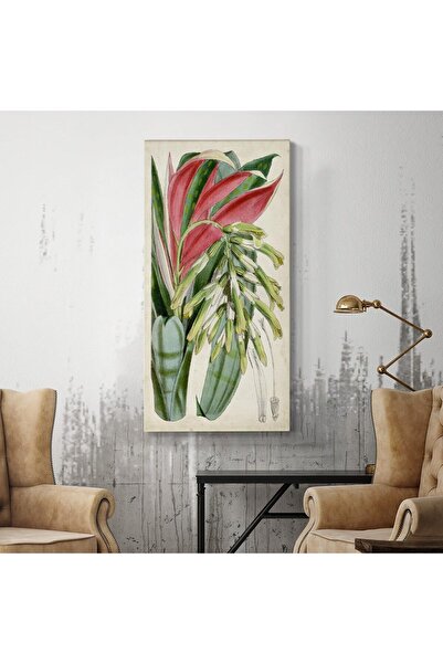 ALAYRA International Tropical Green & Red Flowers Wall Art – Botanical Canvas...
