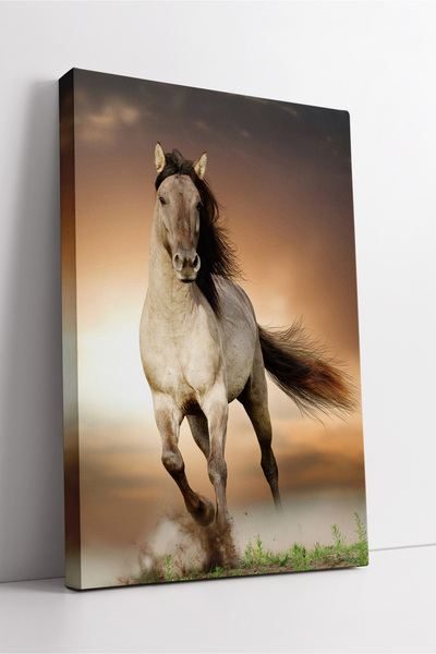 KOSS Dijital Εικόνα σε καμβά με λευκό άλογο που τρέχει, αισθητική μοντέρνα δι...