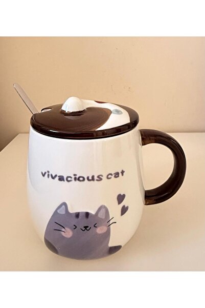 Tutku كوب سيراميك من سوبريزجيفت مع غطاء على شكل قطة