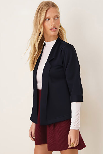 armonika Women's Dark Navy Blue Double Sleeve Jacket Arm-26K001054