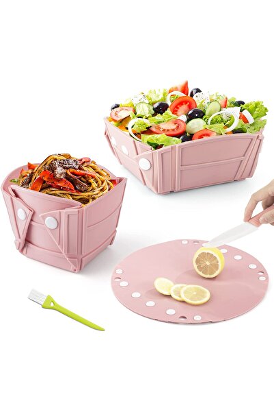 mediLOGIC Foldable plate, tray or bowl, BPA free, food grade silicone, camping, 28cm, pink, mediLOGIC™