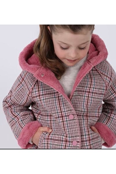 MAYORAL Checked coat with Hooded