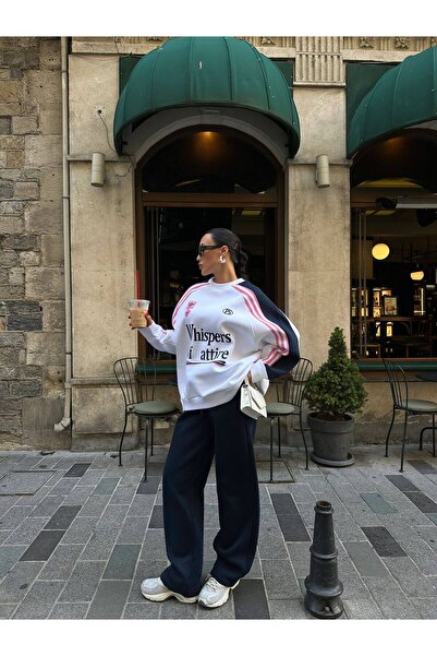 ossons Πλαϊνός όψη ριγέ oversized με τύπωμα Φούτερ