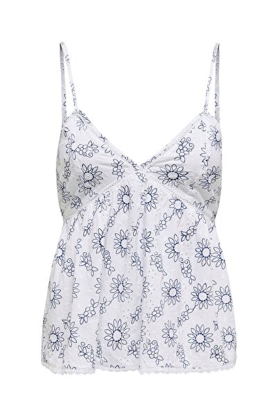 ONLY Onlanja Life Strap V-Neck Singlet Wvn Women's White Blouse - 15344640