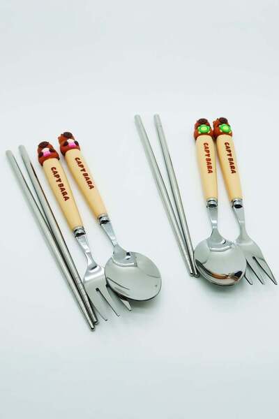 Miniso Capybara Çatal Kaşık Chopstick Seti