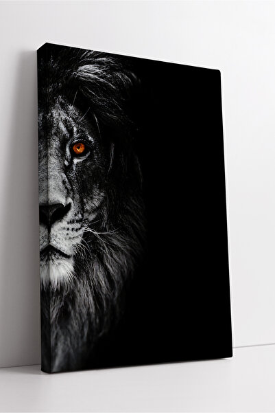 KOSS Dijital Pictură pe pânză cu leu alb și negru, artă modernă minimalistă d...