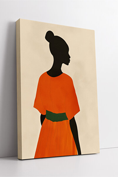 KOSS Dijital Siluetă de femeie africană în rochie portocalie, stil minimalist...