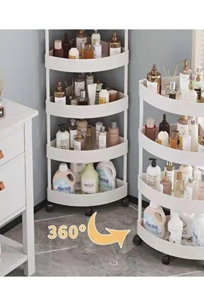 Generic 4-Tier Storage Cart Triangle Corner Shelf Rack Rolling Cart Organizer Shelving Cart with Wheels