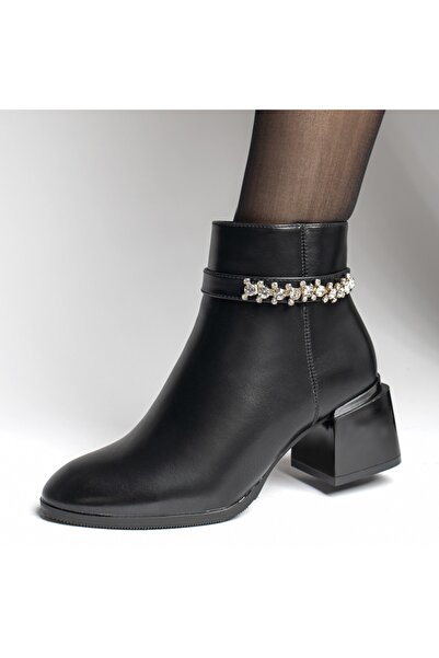 Modlet.ro Women's black thick-heel boots with zipper MOD12374