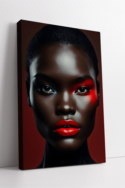 KOSS Dijital Portret de femeie africană cu detalii roșii, expresie puternică ...