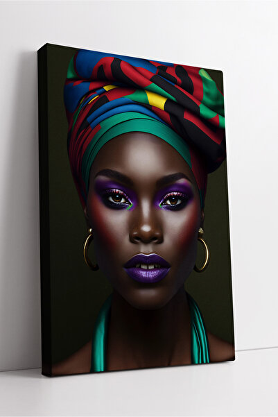 KOSS Dijital Portret de femeie africană în stil cultural modern, artă etnică,...