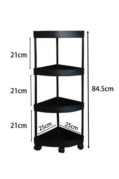 Generic عربة تخزين بأربع طبقات، رف زاوية مثلث، رف، عربة دوارة، منظم، عربة رفوف بعجلات