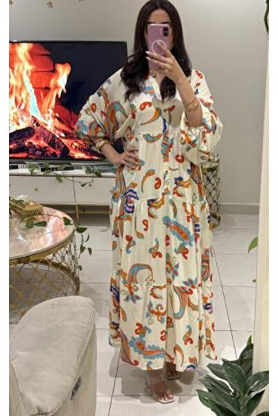 stellacloset Printed Viscose Summer Dress - Casual Colorful, Modest, Ideal for Beach & Travel