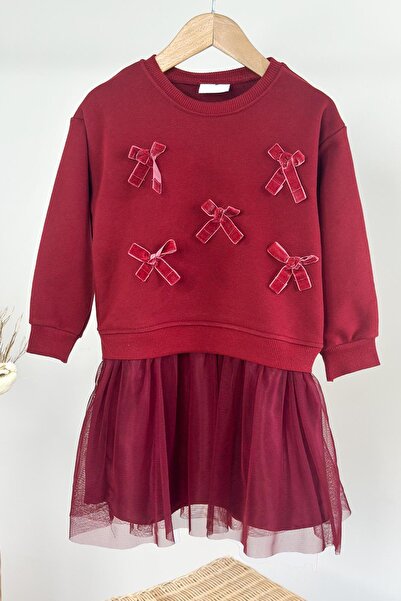 Monila Πρωτοχρονιάτικο φόρεμα για κορίτσια με κορδέλα και λεπτομέρεια από τούλι