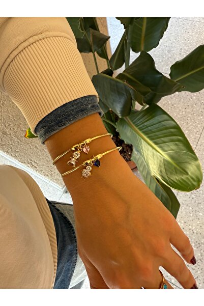 i-k global ticaret Altın Kaplama Erkek Çocuk Sembollü Kalp Detaylı Esnek Kelepçe