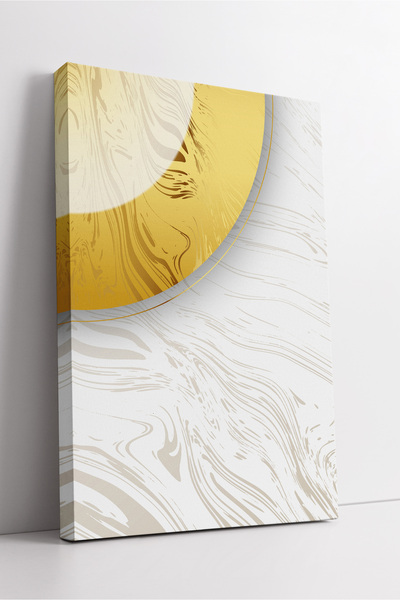 KOSS Dijital Tablou de pânză cu model cerc auriu, textura marmură, stil minim...