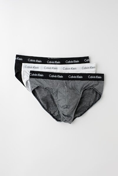 Calvin Klein - 3-pack briefs with logo waistband, Black/White/Dark Grey, L