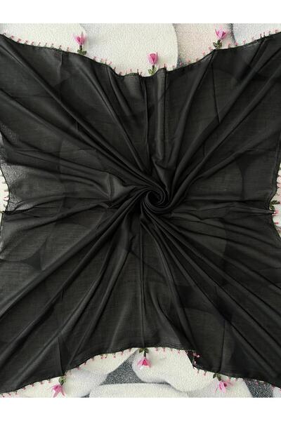 Beykan handmade Needlepoint Embroidery with Earrings, Tulle Scarf/Scarf/Yemeni/Summer