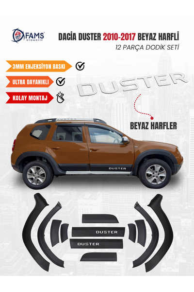 FAMS OTO AKSESUAR Dacia Duster 2010-2017 Uyumlu Dodik Seti 12 Parça (Beyaz Ha...