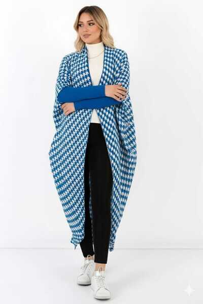 Cemre Life New Deux Kazayağı Patterned Knitwear Poncho