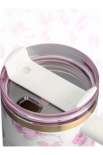 Twisoo Stanley Loveshack Fancy Pink Floral 40oz Tumbler with Straw & Carry Bag – Limited Edition 304 Stainl