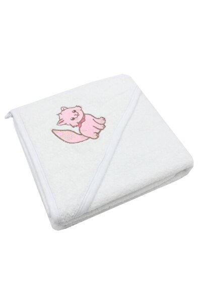 PRICHINDEL Prosop cu glugă , pisoi roz, bumbac, alb, 80 x 100 cm
