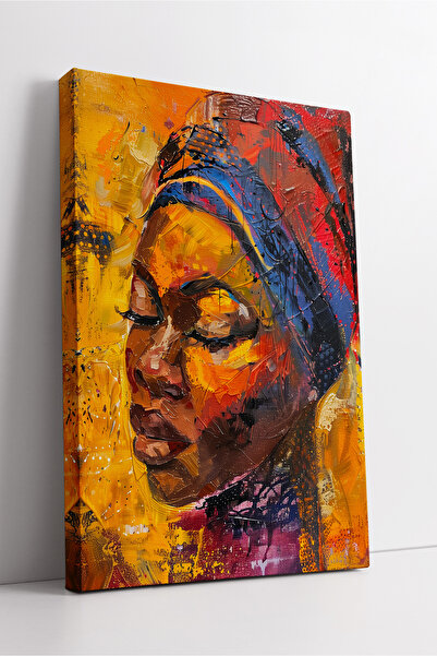 KOSS Dijital Portret de femeie africană, în culori galben și roșu, în stil de...