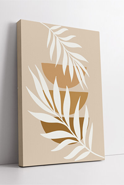KOSS Dijital Tablou pe pânză în tonuri de bej cu frunze și forme geometrice –...