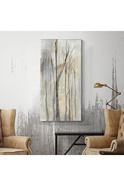 Emoda home Trove لوحة فنية جدارية لأشجار البتولا الطويلة الرقيقة - مطبوعات قماشية تجريدية للطبيعة (60×120 سم مؤطرة)
