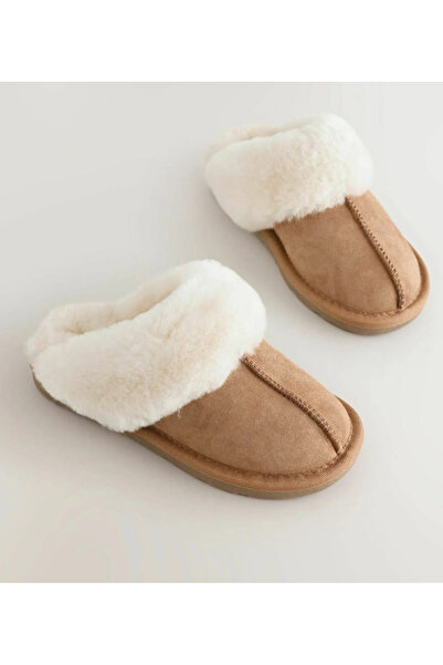 FASHION Papuci de casă damă negri cu blană albă – interior călduros, talpă mo...