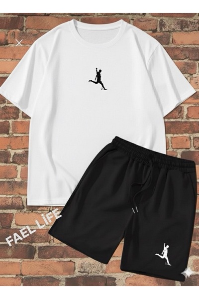 FAEL LİFE SET UNISEX CU TRICOU LARG ȘI PANTALONI SCURTĂ CU IMPRIMEU DE FOTBAL