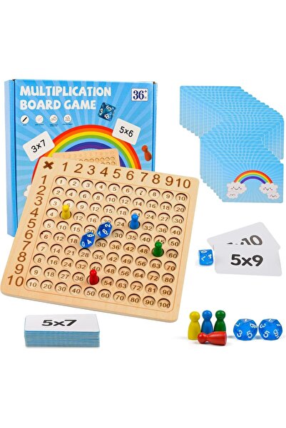AYEBIA Wooden Montessori Multiplication Board Game, Rainbow Educational Block...