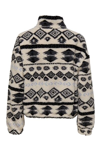 ONLY Onljanne Life Aztec Teddy L/S Zip Cc Swt Women's Gray Sweatshirt - 15267415