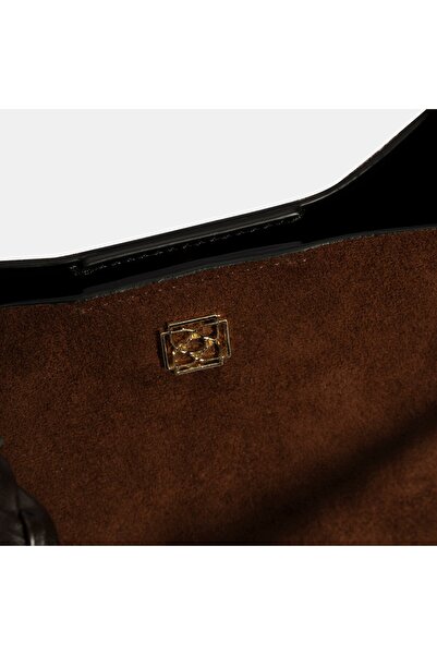 Desa Women's Brown Knitted Patterned Shoulder Bag