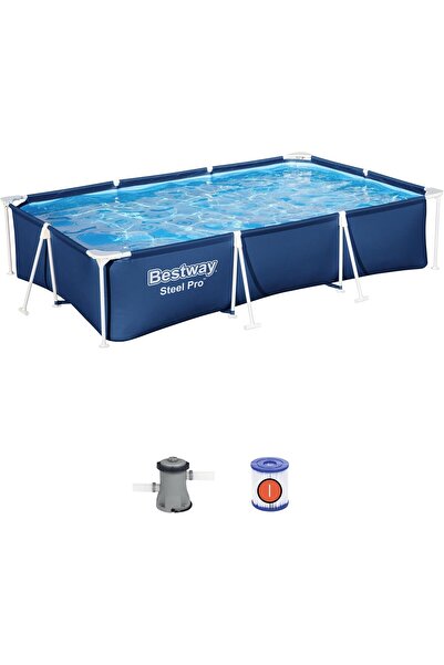 BESTWAY Steel Pro Rectangular Above-Ground Pool 3.00 x 2.01 x 0.66 m (3300 L) - Blue