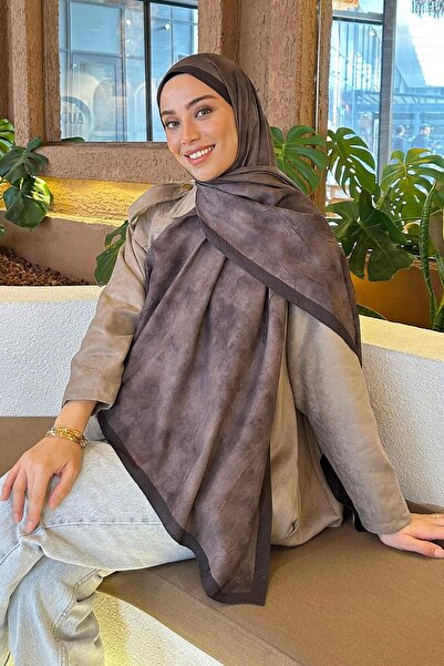 lamelif Bulut Desen Bambu Şal Acı Kahverengi