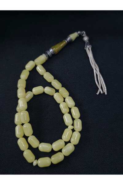 sarıyer silver Nakkaş İmame Craftsmanship Amber Prayer Beads 33 Stones Silver Tassel and Spacer