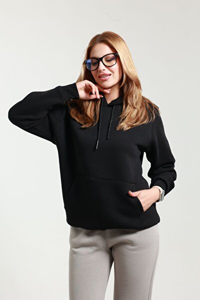 Flaubert Hanorac pentru femei cu glugă Kangaroo Pocket, cu 3 fire (țesătură moale și umedă)