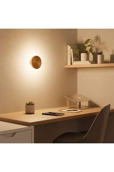 MOİRA Aura Led Metal Plaster Single Wall Sconce Diameter 20 Cm, Antique Gold, Ambient Lighting Aura-15520-L